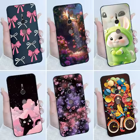 Case For sony Xperia XZ2 XZ3 Black Silicone Soft TPU Phone Case sony XZ2 XZ3 Luxury Cute Love Rabbit
