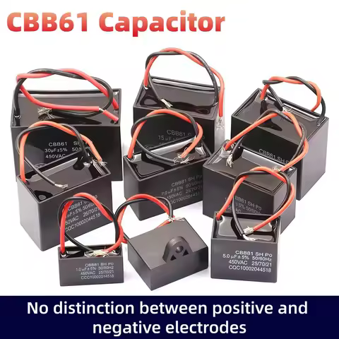 CBB61 450V Start Capacitor 0.8uf/1uf/1.5/1.8/2/2.5/3/4/5/6/7/8UF/10/12/15/18/20 UF Fan Ceiling Exhau