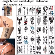 Paket 10 Pcs Lembar Gambar Seri O Motif Random Tato Temporer Temporary Tatoo Tahan air Naga Merah Ke