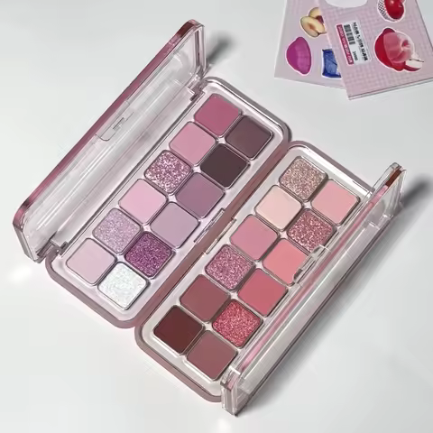 12 Colors Eye Shadow Palette Low-saturated Earth Pink Purple Eyeshadow Glitter Shimmer Matte Lying S