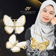 Sv Premium Butterfly Brooch Austria Classic Zircon Pin Tudung Rama - Rama Klasik Kerongsang Hijab Fashion With Box
