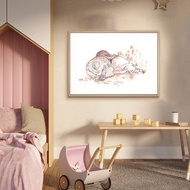 兔兔 • 熟睡 - 水彩兔子掛畫/臥房掛畫/兒童房擺設/療癒兔兔掛畫