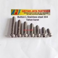 L BUTTON BOLT 10 BOLT THREAD/ M.6/ (length 1cm to 6cm) p.1.0 Stainless 304