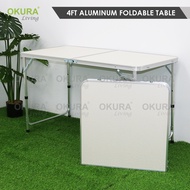 OKURA 4ft MDF Table Top Aluminum Frame Leg Foldable Indoor Banquet Table Portable Table / Meja Lipat