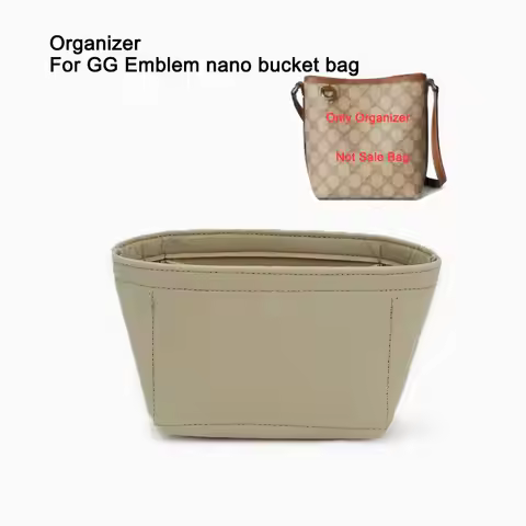 Purse Bag Organizer Insert for GG Emblem Nano Bucket 15x18x8cm 5.9x7x3.1 inch, Inner Pouch Lining