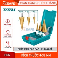 3-piece HSS cone drill bit set TOTAL TACSD2031 4-32mm high-speed HSS material tower drill bit, step 