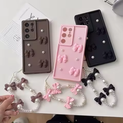 3D Bowknot Pearl Silicone Phone Case For Huawei Nova Y91 Y90 Y61 Y71 Y72 Y70 Y9A Y7A Y6S Y8S Y9S Y6P