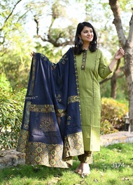Indian Women Ethnic Wear Punjabi/Anarkali - Pure Ajrak Cotton Suit (M up to XXXL)
