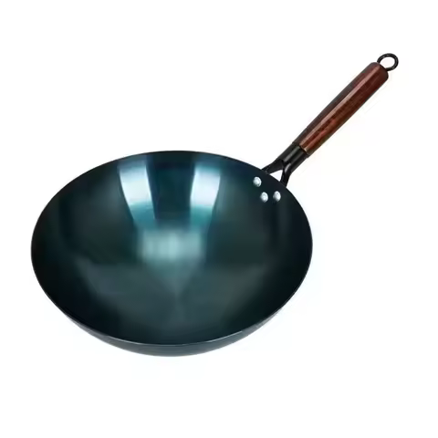 Iron Wok Pan Wok Stir Fry Pan Iron Traditional Chinese Round Bottom Uncoated Single Handle Nonstick 