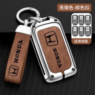 Zinc Alloy Metal Genuine Leather Smart Remote Car Key Fob Case Cover Shell Holder For Honda Fit Jazz City Civic Accord BRV CRV HRV Vezel Odyssey Insight Jazz Shuttle Passport Pilot