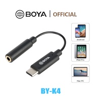 Boya BY-K4 3.5mm TRS (Female) to Type-C (Male) Audio Adapter for Android USB-C Type-C Devices Smartphones