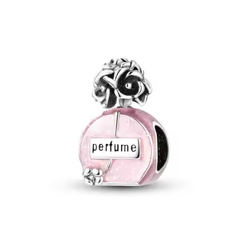 925 Sterling Silver Camellia Perfume Charms Pink Enamel Clear CZ Beads Fit Bracelets Necklace Women 