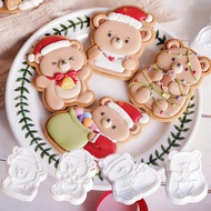 Cartoon Christmas Bear Cookie Cutters DIY Bakery Tools and Accessories Cookie Stamp