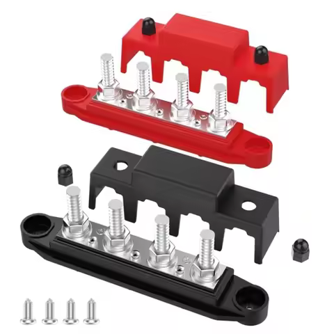 Marine Bus Bar 12V 250A Power Distribution Block 4 Posts Junction Block, M8 M10 Automotive Copper Ba