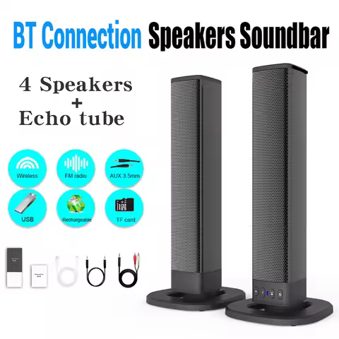 Wireless Bluetooth TV Sound Bar 2 Speaker System Home Theater Subwoofer Soundbar Portable Loud Recha