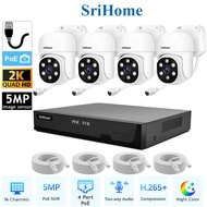(5MP) PoE NVR CCTV System – SriHome 4-Port NVR (Support 16CH) + 4× 5MP PoE Camera + 4× 20m Cable | P
