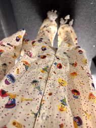 น่ารัก แขนยาวพิมพ์ลาย Sesame Street ชุดนอน ผู้หญิง ฤดูใบไม้ผลิ ฤดูใบไม้ร่วง คาร์ดิเกน กางเกงขายาว เส