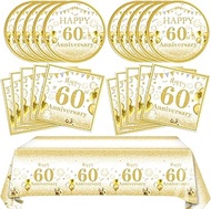 41 PCS Gold Birthday Decorations 60th Party Tableware 1964 60th Theme Birthday Party Table Decoratio
