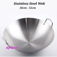 High Quality Stainless Steel Double Handle Wok / Stainless Steel Wok / Kuali Stainless Steel