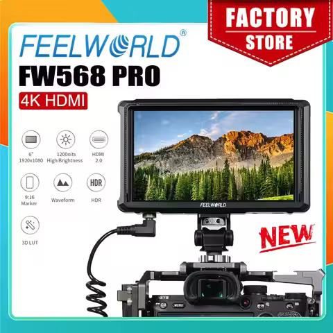 FEELWORLD 6-inch Camera DSLR Monitor FW568 PRO 1200nit High Bright 4K HDMI 1920x1080 Pixels