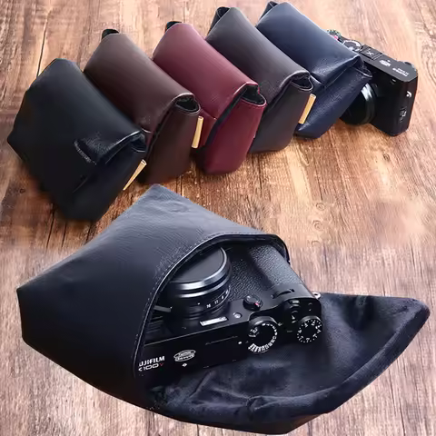 PU Leather Camera Bag Soft Case Cover for Fujifilm X100F X100T X100S X10S X70 Leica DUXL X X2 Canon 