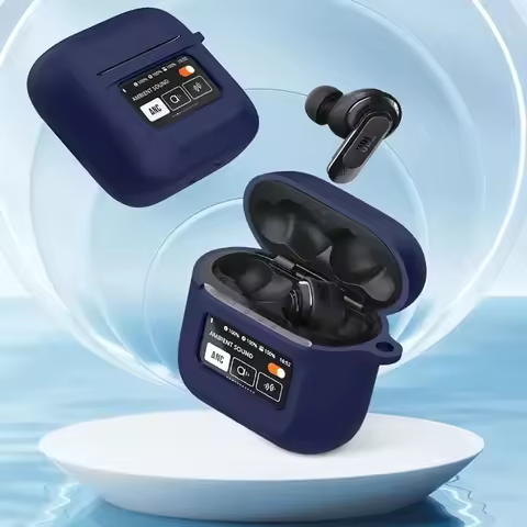 Silicone Protective Case Charging Bag Headset Storage Bag Hook Suitable for JBL Tour Pro 2 Case Blue