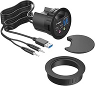 USB 3.0 HUB | ineo | 4 ports | 2 x USB-C | 2 x USB-A | audio I/O | installation in 60 mm desk hole |