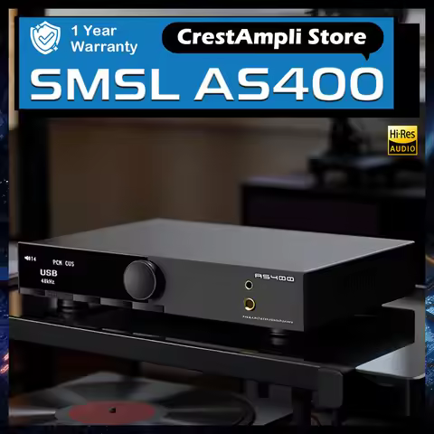 SMSL AS400 Power Amplifier DAC Headphone AMP MQA-CD MM Phono Support Bluetooth USB Optical Coaxial R