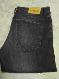 Chaps jeans 👖กางเกงยีนส์ขากระบอกเล็กผ้ายืดสีเข้มเอว34ยาว42ปลายขา6.6