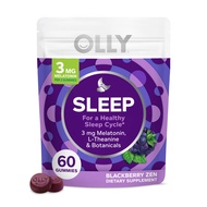 OLLY Sleep Gummy, 3 mg Melatonin, L-Theanine, Chamomile, and Lemon Balm Extracts, Blackberry Flavor,