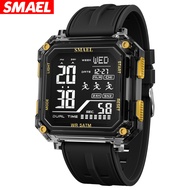 SMAEL Square Dial Digital Unisex Men Women Watch Student Casual Fashion Stopwatch Alarm Clock Sports