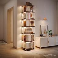 Living Room Storage Acrylic Bookcase 360 TV Shelf Bookshelf Mobile Solid Wood Multi-Layer Rotating V