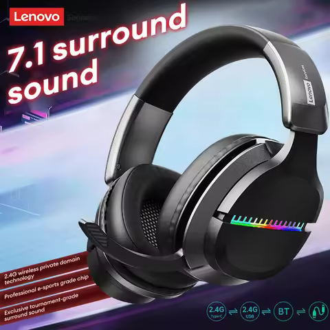 Lenovo Gaming Wireless Headphone Over-Ear Headphones Bluetooth 6.0 50mm Driver 2.4G/Wireless/Cable R