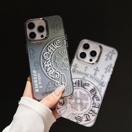 Cross Chrome Heart Electroplated Silver Phone Case for iPhone 15 Pro Max 14 ProMax 13 12 12Pro 11 Sh