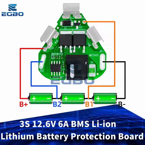 1~10PCS EGBO 3S 12.6V 6A BMS Li-ion Lithium Battery Protection Board 18650 Power Bank Balancer Batte