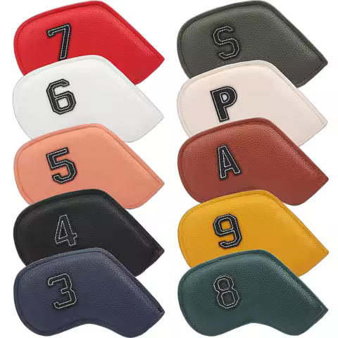 10pcs/set Golf Iron Headcover 3-9,P,S,A , Club Head Cover Embroidery Number Case Sport Golf Training