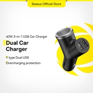 Baseus 3-in-1 Dual USB Car Charger for i X Xs XR Xiaomi 3.4A Fast USB Car Phone Charger with Extended Power Supply Port