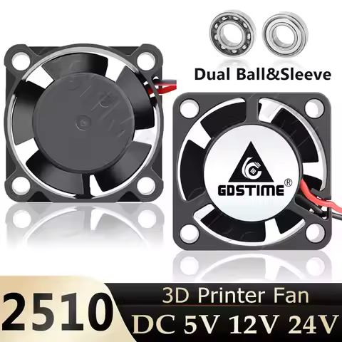 Gdstime 2510 Radiator Fan DC 24V 12V CPU Cooler 5V 2PIN Cooling Fan Ball Mini Cooler 25mm 3D Printer