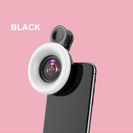 new 2 IN 1 15X Macro Lens Mobile Phone HD Camera Lens with LED Ring Flash Light Smartphone Selfie Li