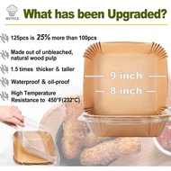 Large Air Fryer Disposable Paper Liners Square 9 Inch, 125 Pcs Parchment paper liner for 5-8QT Air f