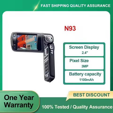 Refurbished Unlocked N93 Original Bluetooth 3MP 2.4" inches Phone 2G/3G Good Condition