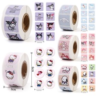 500 PCS/ม้วนสติกเกอร์ Sanrio Kawaii Hello Kitty Melody Kuromi Cinnamoroll กระเป๋าเดินทาง Graffiti Decals ของเล่นเด็กสติกเกอร์ตกแต่งของขวัญ