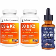 Dr. Berg D3 & K2 Vitamin 5000IU/10000IU 60/120 capsules 29.5ml oil liquid Dietary Supplement