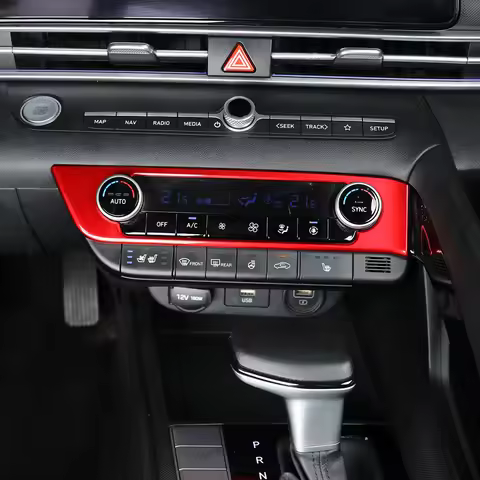 LHD/RHD For Hyundai CN7/CN7 N 2021-2025 Red Interior Mouldings Carbon Fiber Dashboard Middle Air Con