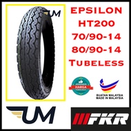 TAYAR FKR HT200 BUNGA TT100 MOTORCYCLE TYRE TUBELESS EPSILON 70/90-14 , 80/90-14 TUBELESS TYRE TAYAR