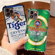 Case for iPhone 17 16 Pro Max 15 11 12 13 14 16 Plus Tiger Crystal Tsingtao Beer Label TPU Clear Sho