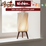 Deco Zephyr Lamp Wavy Design, 3D Printed Night Light Warm Yellow Light Modern Bedroom Decor - Bird's
