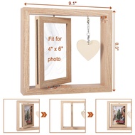 Valentine's Day Christmas New Year Gift Creative Double-Sided Rotating Photo Frame Table-Top Picture Frame Wooden Tag De
