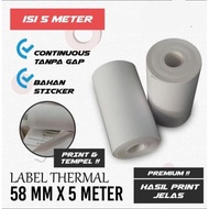 Thermal Direct Sticker Label Paper 58mm x 5 meters THICK Thermal Sticker Paper Label 57x30 58x30 58 