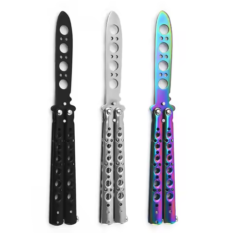 New Portable Folding Butterfly Knife CSGO Balisong Trainer Stainless Steel Pocket Practice Knife Tra